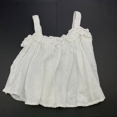 Girls Minoti, white cotton summer swing top, GUC, size 10-11,  