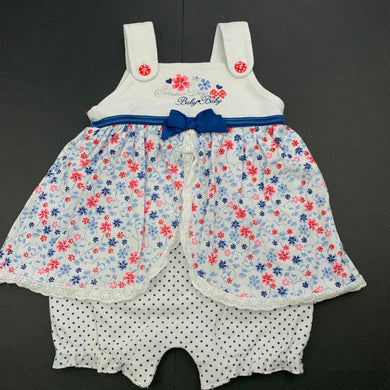 Girls Baby Baby, floral stretchy summer romper, GUC, size 00,  