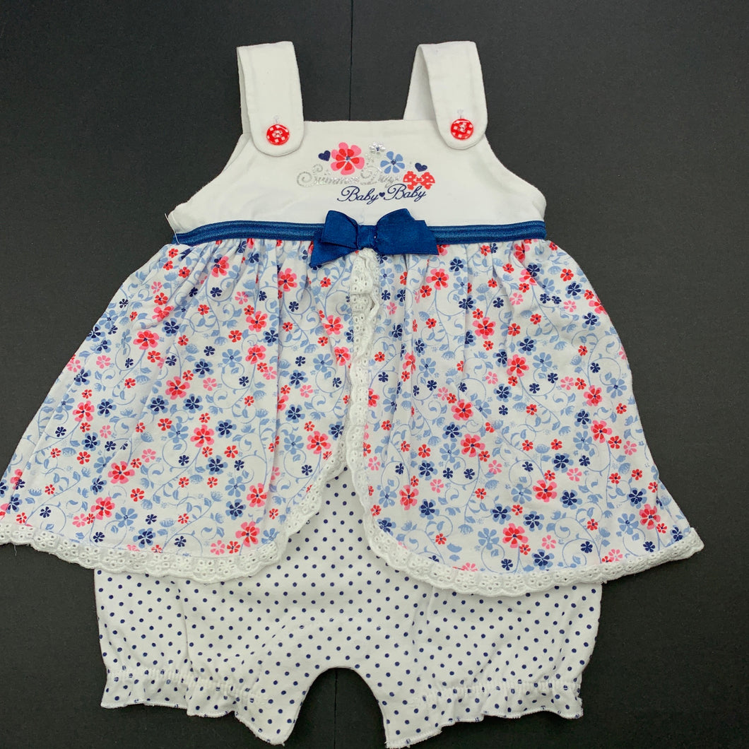 Girls Baby Baby, floral stretchy summer romper, GUC, size 00,  