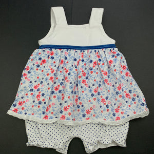 Girls Baby Baby, floral stretchy summer romper, GUC, size 00,  