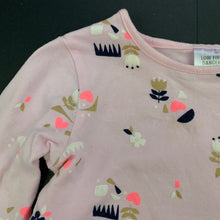 Load image into Gallery viewer, Girls Target, pink floral stretchy romper, mark on chest, FUC, size 1,  