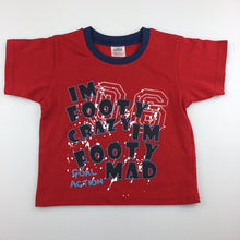 Load image into Gallery viewer, Boys M&amp;S, red t-shirt / tee, footy crazy, EUC, size 00