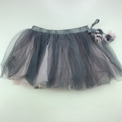Girls Britt, lined pink & grey tulle skirt, elasticated, L: 23cm, GUC, size 4,  