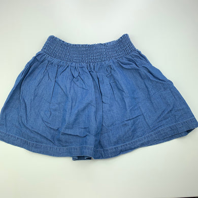 Girls Kids & Co, chambray cotton skirt, elasticated, L: 30cm, GUC, size 7,  