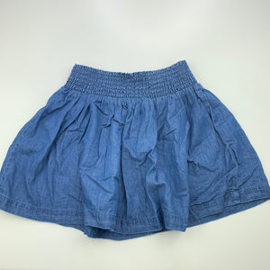 Girls Kids & Co, chambray cotton skirt, elasticated, L: 30cm, GUC, size 7,  