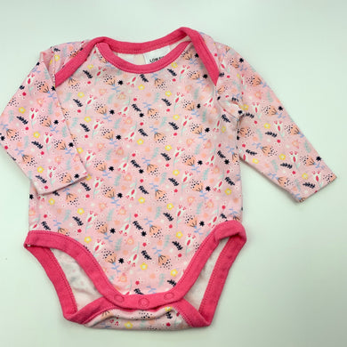 Girls Dymples, pink floral cotton bodysuit / romper, GUC, size 000,  
