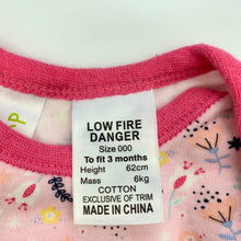 Load image into Gallery viewer, Girls Dymples, pink floral cotton bodysuit / romper, GUC, size 000,  