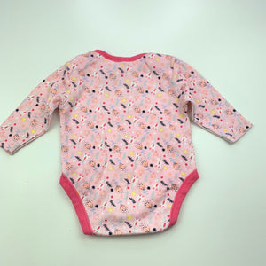 Girls Dymples, pink floral cotton bodysuit / romper, GUC, size 000,  