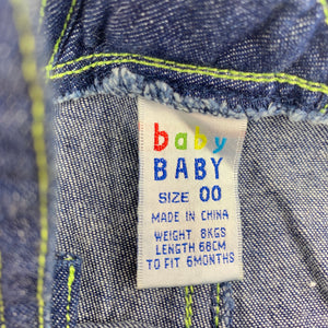 Boys Baby Baby, blue cotton overalls / shortalls, GUC, size 00,  