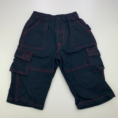 Boys Kids Stuff, dark navy cotton cargo pants, elasticated, GUC, size 0,  
