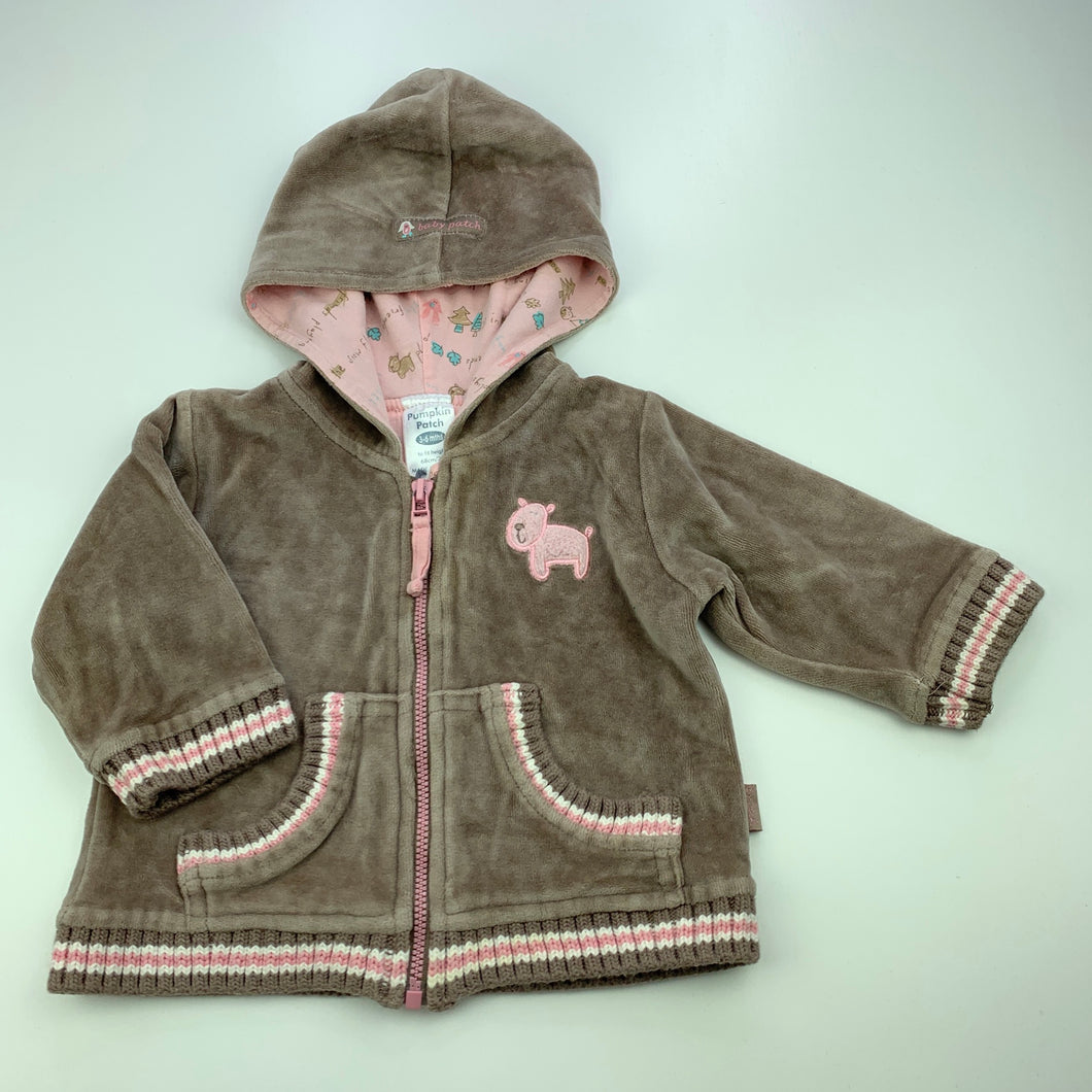 Girls Pumpkin Patch, cotton lined velour zip hoodie sweater, GUC, size 00,  
