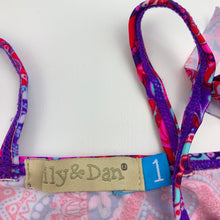 Load image into Gallery viewer, Girls Lily &amp; Dan, colourful swim top, EUC, size 1,  