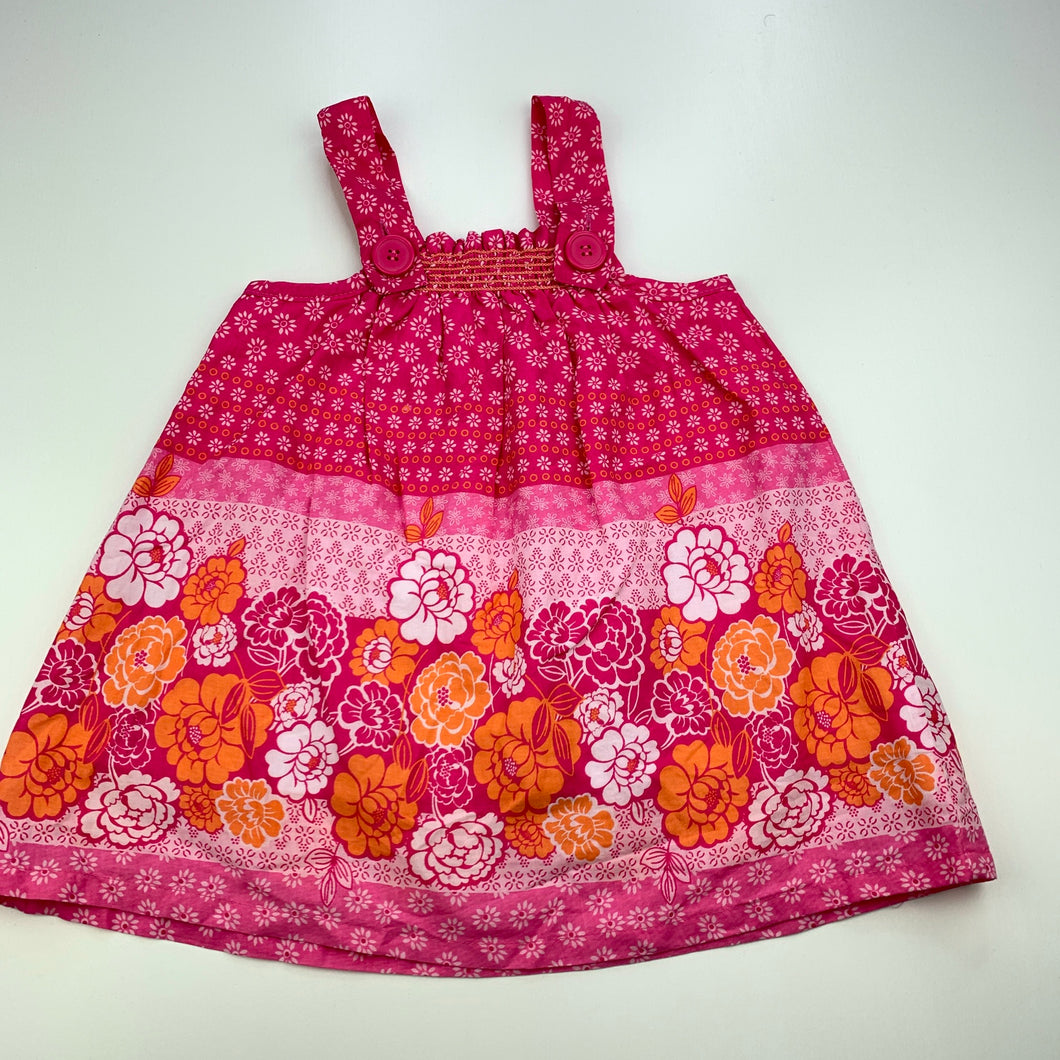 Girls Target, lined lightweight floral cotton dress, EUC, size 1, L: 43cm