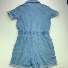 Load image into Gallery viewer, Girls Piping Hot, blue chambray cotton playsuit, GUC, size 8,  