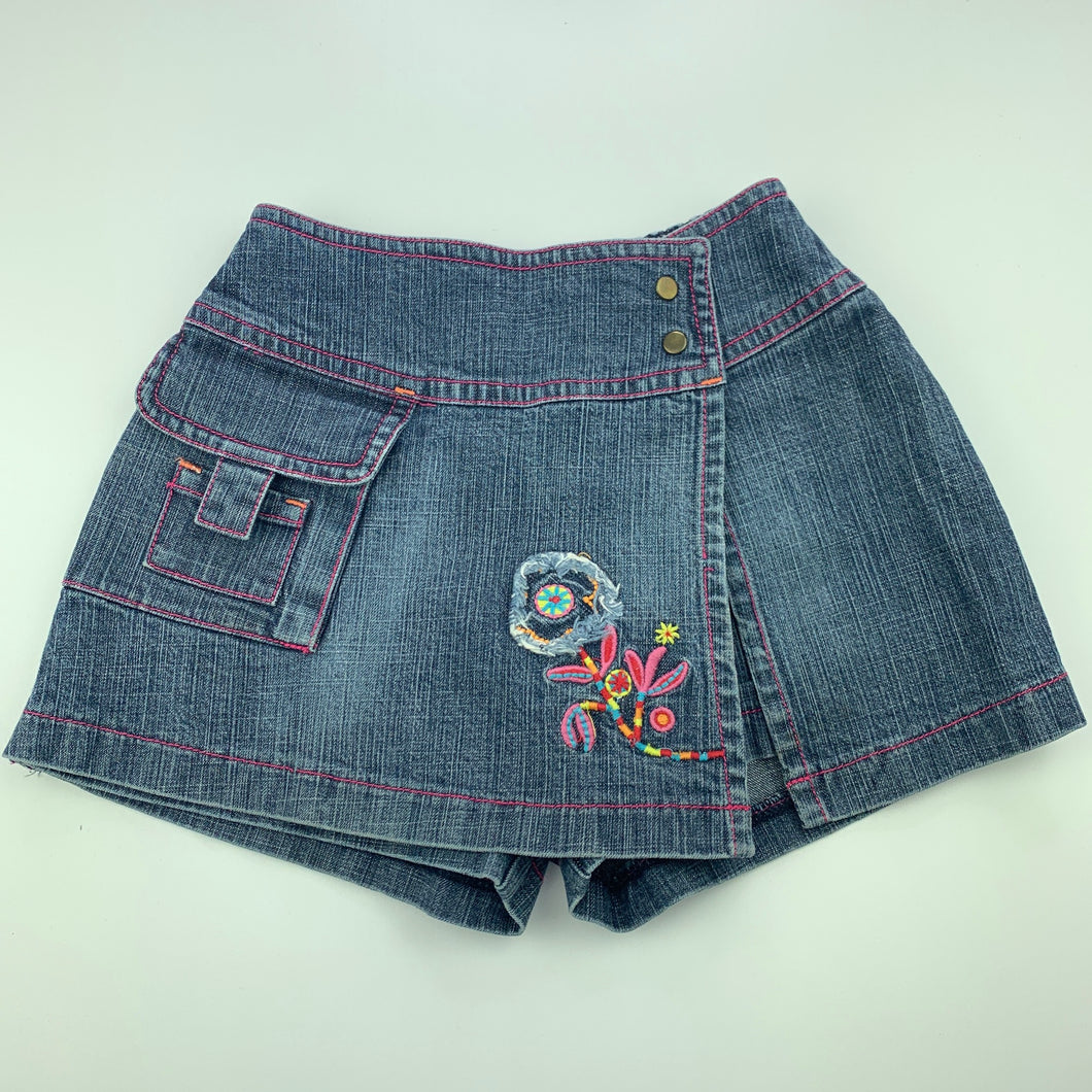 Girls Catimini, stretch denim shorts / skort, elasticated, FUC, size 12 months,  