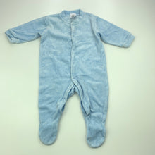Load image into Gallery viewer, Boys Target, blue velour coverall romper, EUC, size 000,  