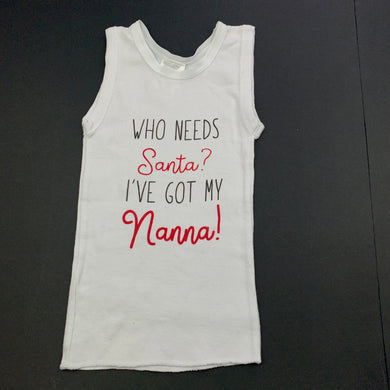 unisex Baby Berry, white cotton Christmas singlet top, GUC, size 000,  