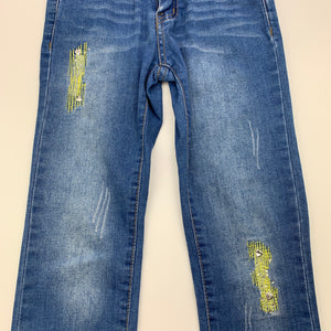 Girls REDTAG, distressed stretch denim jeans, adjustable, Inside leg: 53.5cm, EUC, size 5-6,  