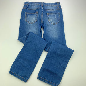 Girls REDTAG, distressed stretch denim jeans, adjustable, Inside leg: 53.5cm, EUC, size 5-6,  