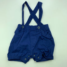 Load image into Gallery viewer, unisex ShenZhen, navy cotton suspender shorts, GUC, size 00,  