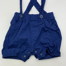 Load image into Gallery viewer, unisex ShenZhen, navy cotton suspender shorts, GUC, size 00,  