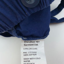 Load image into Gallery viewer, unisex ShenZhen, navy cotton suspender shorts, GUC, size 00,  
