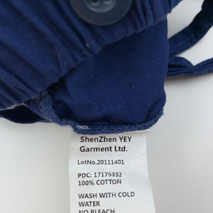 unisex ShenZhen, navy cotton suspender shorts, GUC, size 00,  