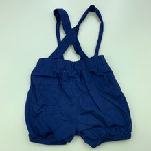 Load image into Gallery viewer, unisex ShenZhen, navy cotton suspender shorts, GUC, size 00,  