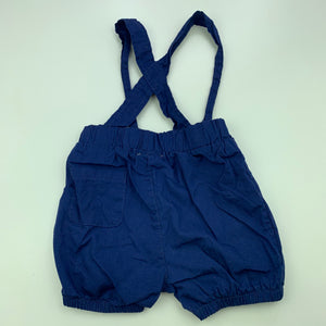unisex ShenZhen, navy cotton suspender shorts, GUC, size 00,  