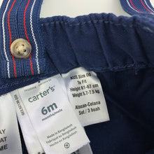 Load image into Gallery viewer, Boys Carters, navy cotton pants, elasticated, braces, EUC, size 00,  