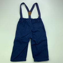 Load image into Gallery viewer, Boys Carters, navy cotton pants, elasticated, braces, EUC, size 00,  