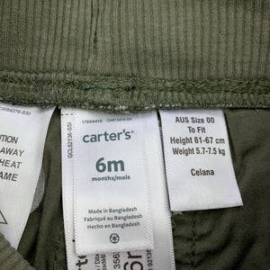 Boys Carters, khaki cotton pants, elasticated, GUC, size 00,  