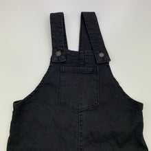 Load image into Gallery viewer, Girls Cotton On, stretch denim overalls dress / pinafore, GUC, size 6, L: 61cm