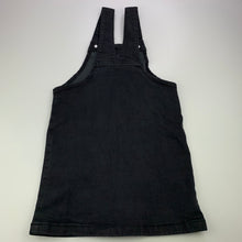 Load image into Gallery viewer, Girls Cotton On, stretch denim overalls dress / pinafore, GUC, size 6, L: 61cm
