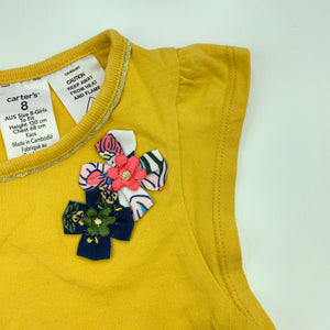 Girls Carters, yellow stretchy summer top, FUC, size 8,  