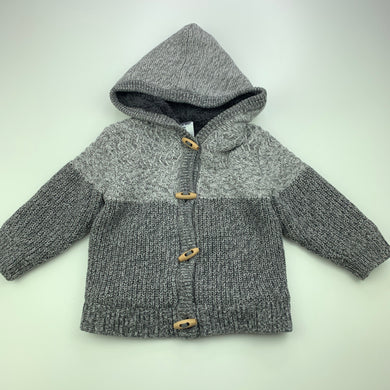 Boys Anko, fleece lined knitted cotton hoodie sweater, EUC, size 0,  