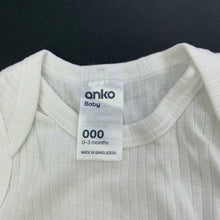 Load image into Gallery viewer, unisex Anko, white ribbed cotton bodysuit / romper, EUC, size 000,  