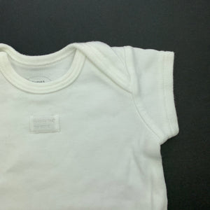 unisex Mamas & Papas, white cotton bodysuit / romper, GUC, size 000,  