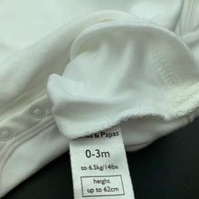 Load image into Gallery viewer, unisex Mamas &amp; Papas, white cotton bodysuit / romper, GUC, size 000,  
