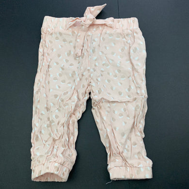 Girls Peter Morrissey, pink viscose pants / bottoms, elasticated, FUC, size 0,  