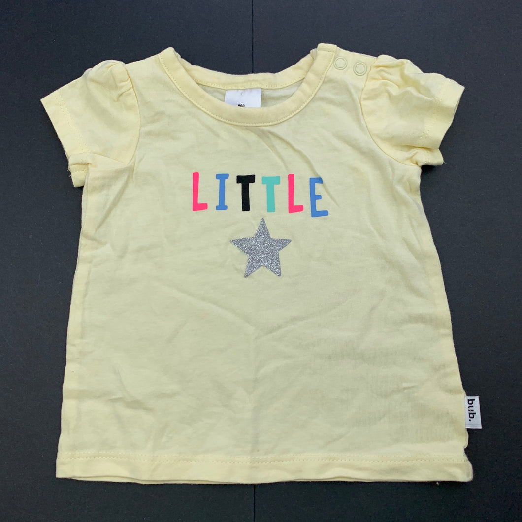 Girls Target, yellow cotton t-shirt / top, EUC, size 000,  