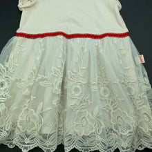 Load image into Gallery viewer, Girls Pumpkin Patch, beige floral lace party dress, small mark upper back, FUC, size 1, L: 45cm