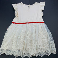 Load image into Gallery viewer, Girls Pumpkin Patch, beige floral lace party dress, small mark upper back, FUC, size 1, L: 45cm