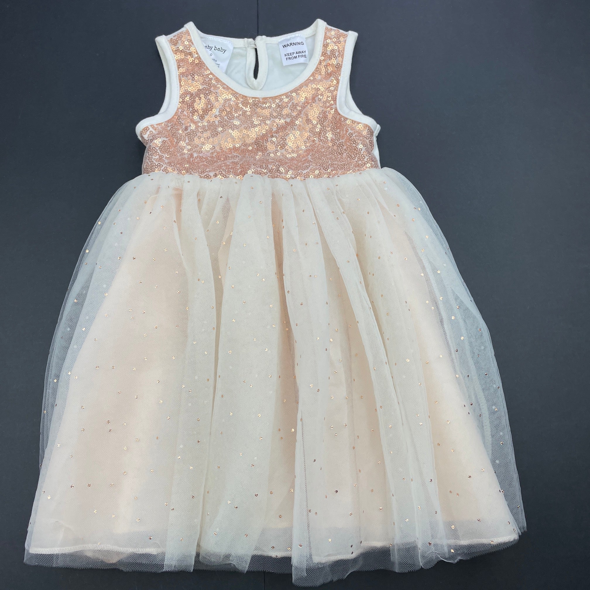 Baby Baby, gold sequin & tulle party dress, FUC, size 0, L: 45cm DaisyChainClothing Baby Baby, gold sequin & tulle party dress, FUC, size 0, L: 45cm DaisyChainClothing