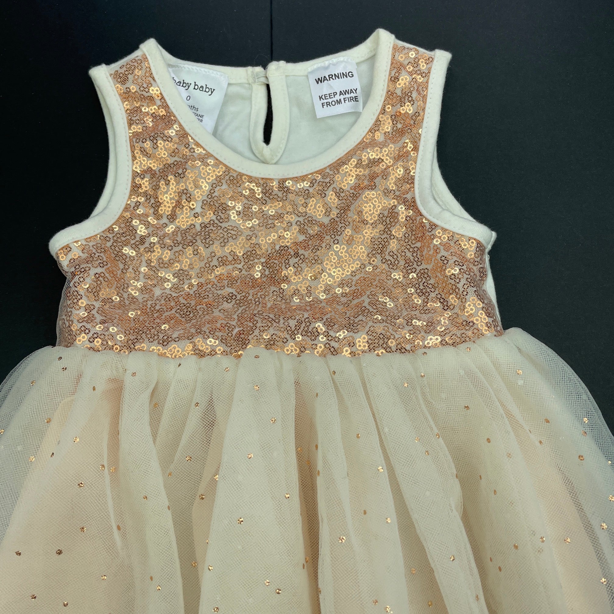 Monsoon Gold Sequin Dress Baby Baby, gold sequin & tulle party dress, FUC, size 0, L: 45cm DaisyChainClothing Monsoon Gold Sequin Dress Baby Baby, gold sequin & tulle party dress, FUC, size 0, L: 45cm DaisyChainClothing