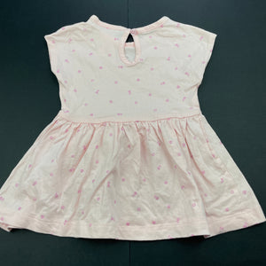 Girls Anko, pink floral cotton casual dress, GUC, size 000, L: 32cm