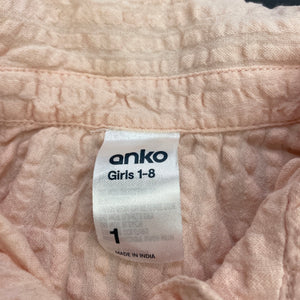 Girls Anko, lightweight crinkle cotton casual dress, GUC, size 1, L: 41cm