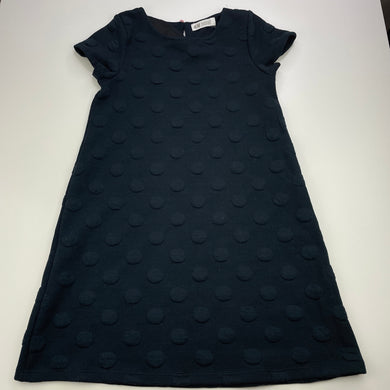 Girls H&M, navy short sleeve casual dress, pilling, FUC, size 7-8, L: 70cm