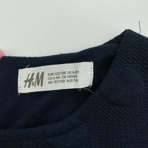 Girls H&M, navy short sleeve casual dress, pilling, FUC, size 7-8, L: 70cm