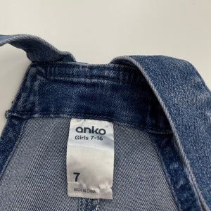 Girls Anko, blue stretch denim overalls / shortalls, GUC, size 7,  